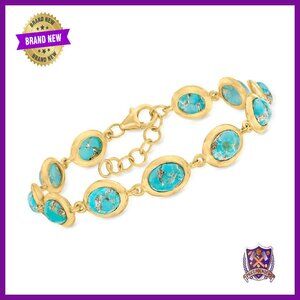 7 Inch Gold Over Sterling Turquoise Bracelet with Lobster Clasp